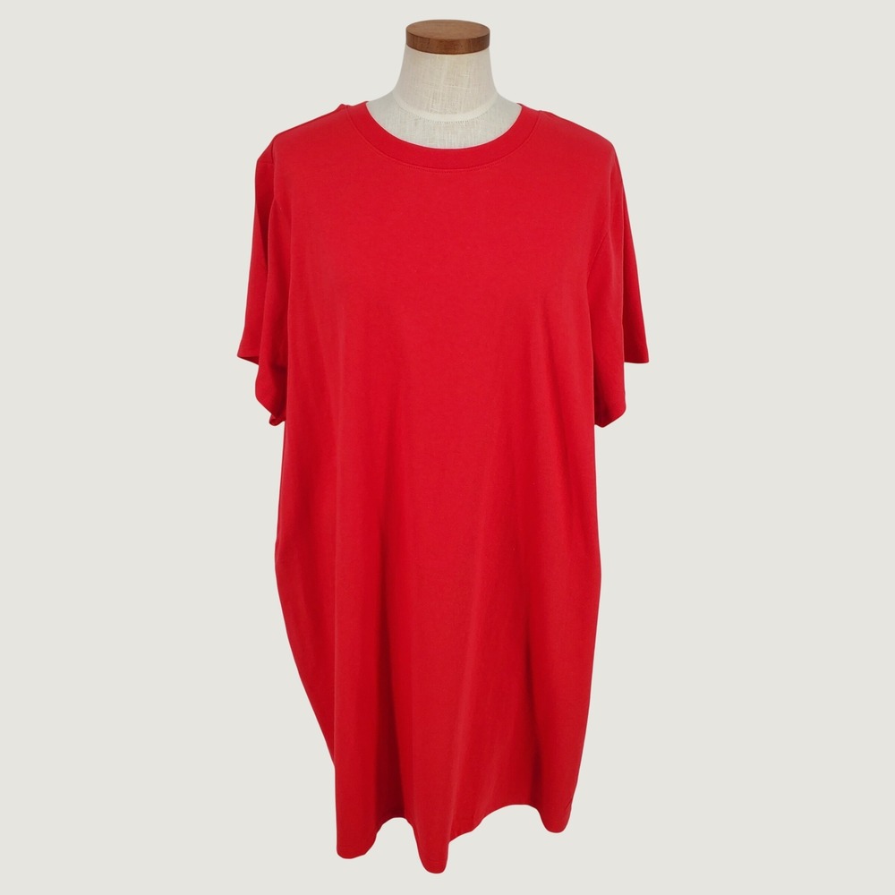 Old Navy 100% Cotton Short Sleeve Crew Neck T-Shirt Mini Dress Womens 2X Red New